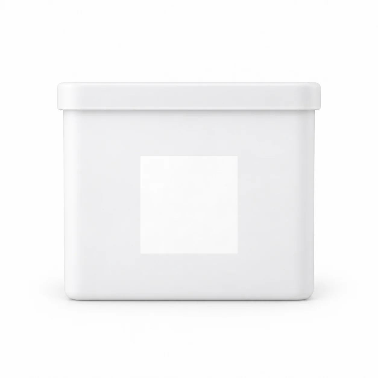 A storage box ready for a printed label
