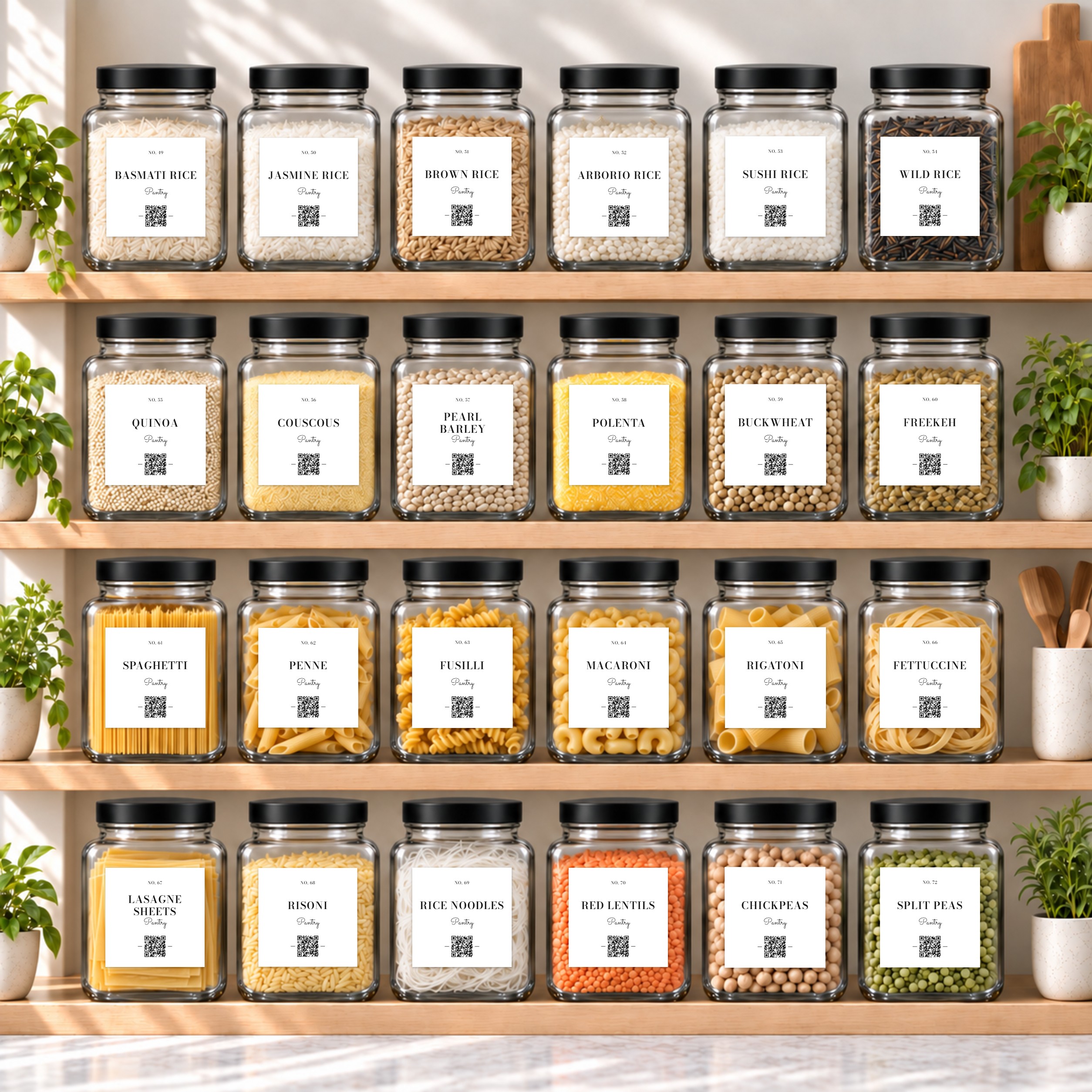 Custom Pantry Labels · Monte Carlo · Grains & pasta