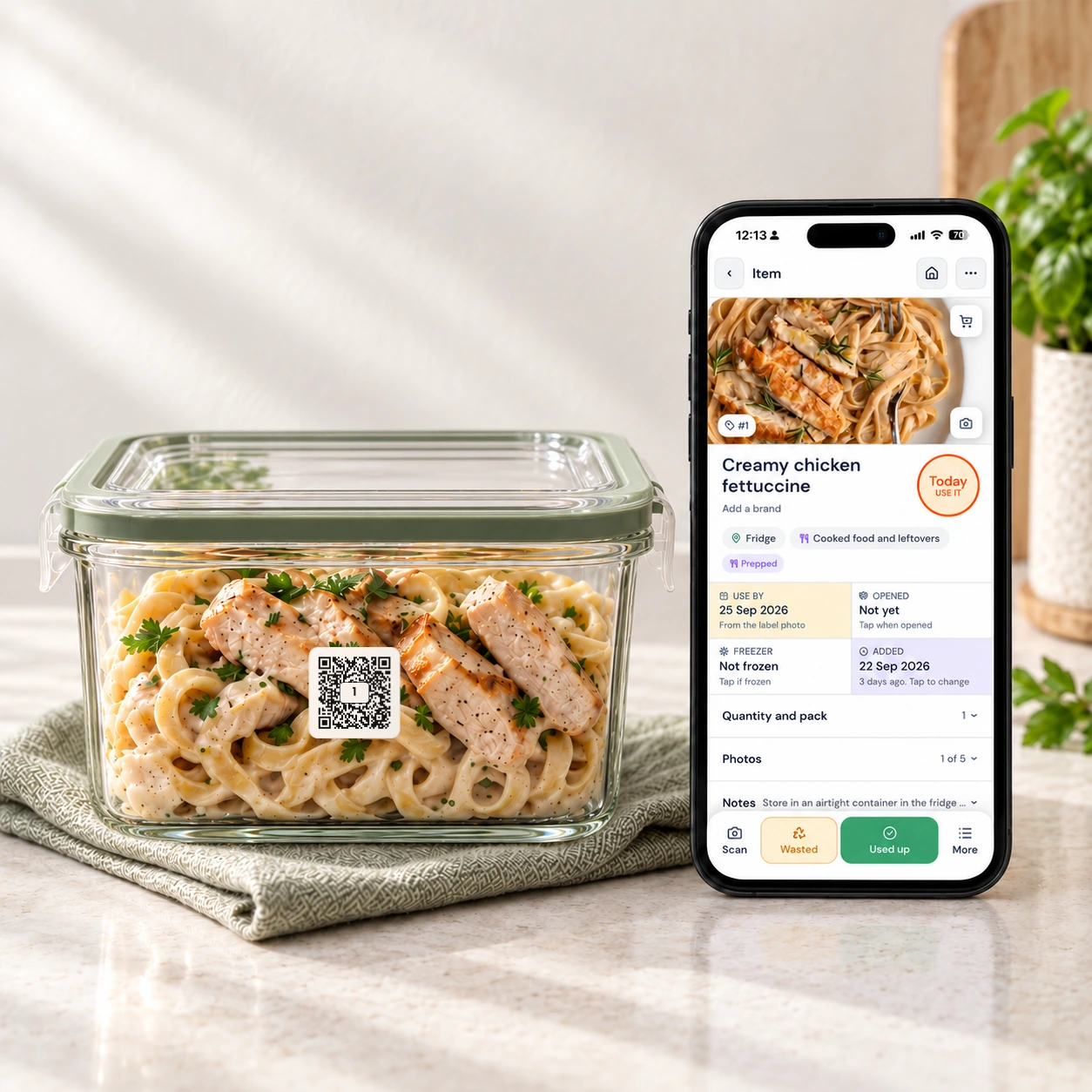 QR Pantry meal details on a phone